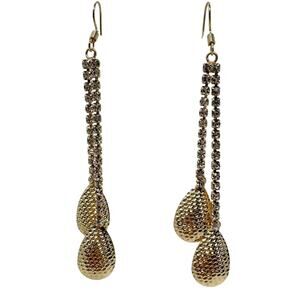 Gold Tone Rhinestone Teardrop Dangle Earrings NEW